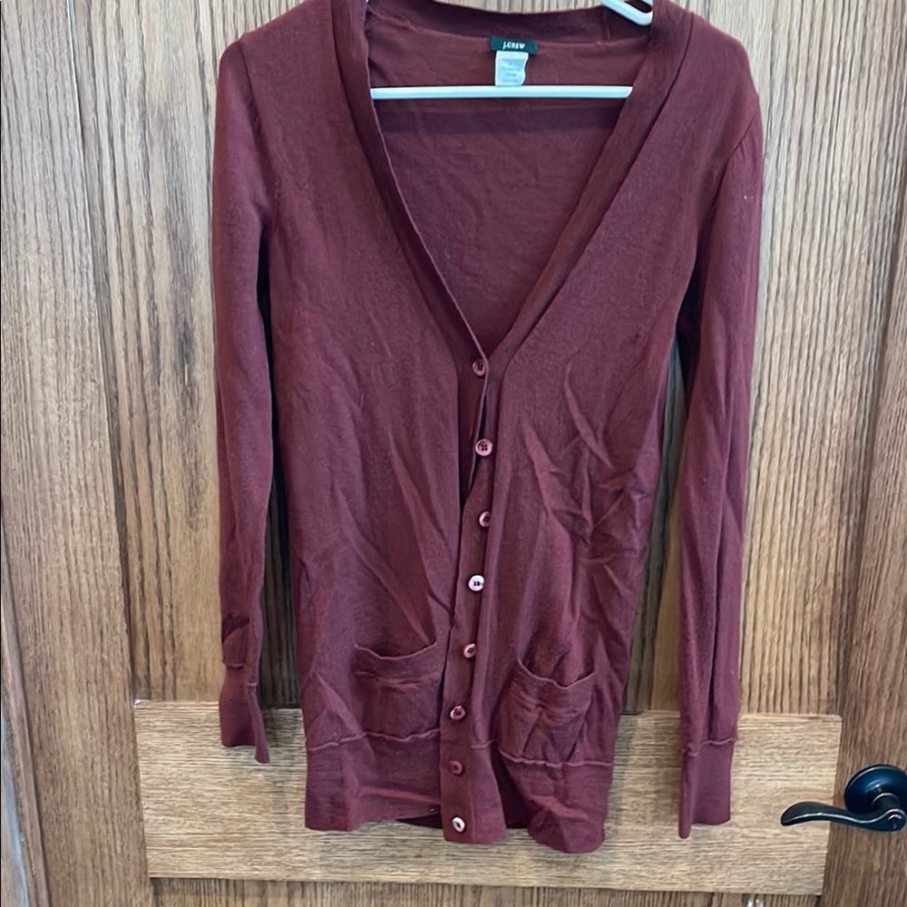 Jcrew: Maroon Cardigan Sweater